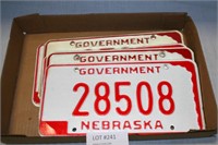 6 NEBRASKA GOVERNMENT LICENSE PLATES