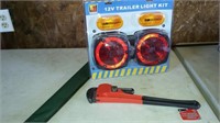 12 V TRAILER LIGHT SET NEW AND PIPE WRENCH