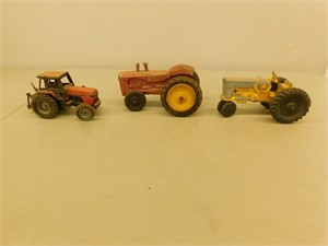 3 Antique metal Farm tractors