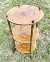 THREE TIER MARQUETRY TOP ETAGERE