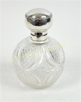 LARGE ENGLISH CRYSTAL PERFUME WITH STERLING LID