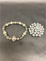Faux Gray Pearls and Crystals