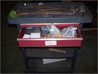 Work cart with Drawers, and pry bars