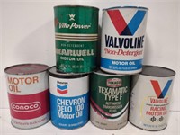 (AF) Lot of 6 oil cans including Valvoline,