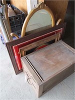 1-Drawer Wood Filing Cabinet, 2 Beer Signs, Mirror