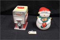 Coca Cola cookie Jar and Snowman Cookie Jar