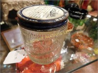 Burma Shave glass jar w tin lid, appr 3"