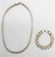 925 BRAIDED STERLING NECKLACE AND BRACELET