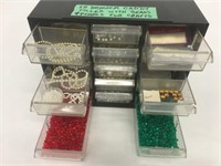 15 Drawer Caddy Filled w/Beads & Pearls