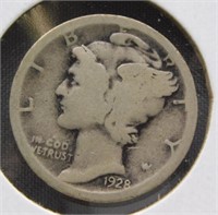 1928-D Mercury Silver Dime.