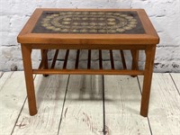 Danish Tile Top Side Table w/ Slate Shelf