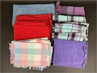 Red Purple Blue Plaid Fabric Placemats Napkins