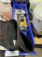 Assorted box-tool pouch, safety glasses and drill