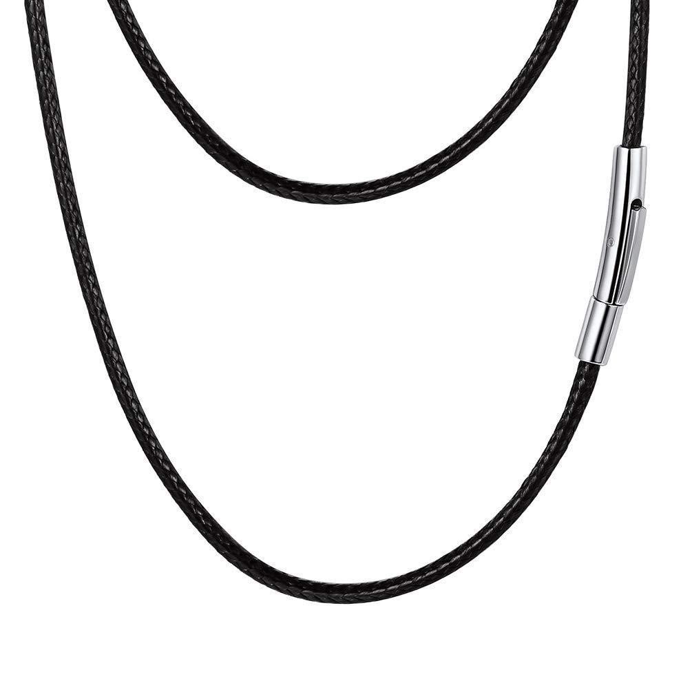 PROSTEEL Waxed Rope Braided Leather Necklace