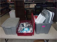 3 asst storage totes with lids, assorted totes