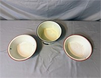 3 Enamel Ware bowls/basins