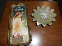 Old 19" Coca-Cola Tray, Green Stand
