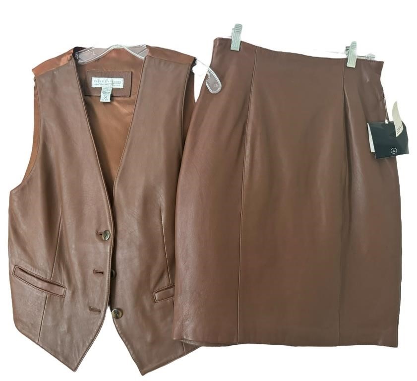 Valerie Stevens Leather Skirt Suit