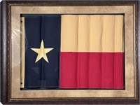 FRAMED WAVY LINEN TEXAS FLAG