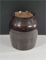 Large Brown Stoneware Crock, Unmarked