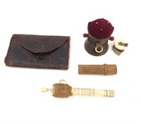 Antique Sewing Kit Pin Cushion Tape Measures