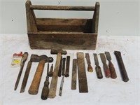 Wood Tool Crate, Ball Pin Hammers, Chisels, Files