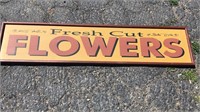 44 x 10 Inch Wooden Flowers Sign