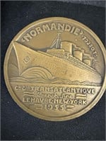 1935 Normandie maiden voyage bronze metal. 148 g