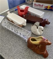 WIENER DOG BUTTER DISH AND OTHER MISC GLASS