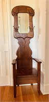 Antique 1890 Tiger Oak small Hall tree, with a