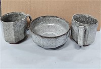 3pc Quality Stoneware 2 mugs 1 bowl