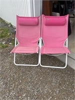 2 Folding metal & cloth chairs