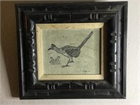 Vintage 70's Leather & Ink Roadrunner Artwork