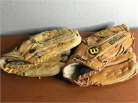 2 Vtg Leather Baseball Gloves Wilson Barry Bonds