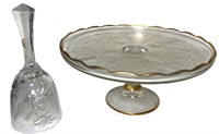 Cake Plate and Crystal Bell