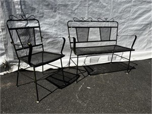 Patio Metal Bench & Chair
