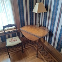 Antique Drop Leaf Table, Lamp
