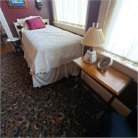 Twin Bed, Oil Lamp, Marble Stand