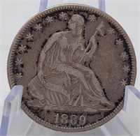 1889 Half Dollar VG-F (Better Date)