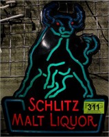 Vintage Schlitz Malt Liquor Bull Lighted Wall Sign