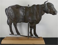 LARGE COPPER COW WEATHERVANE ON STAND