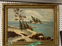 Framed Painting On Board Georgian Bay Scene