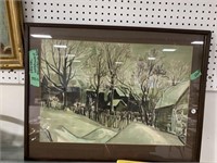 Framed Original Watercolour ‘ Winter Farm Scene ‘