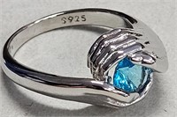 .925 Silver Jewelry Ring Blue Size 10