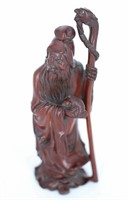Chinese Polished Wood Sculpture Immortal Shouxing