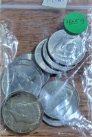 APPROX 10 MIXED DATE KENNEDY HALF DOLLARS