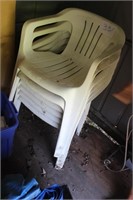 6 PLASTIC LAWN CHAIRS, KEPT INDOORS