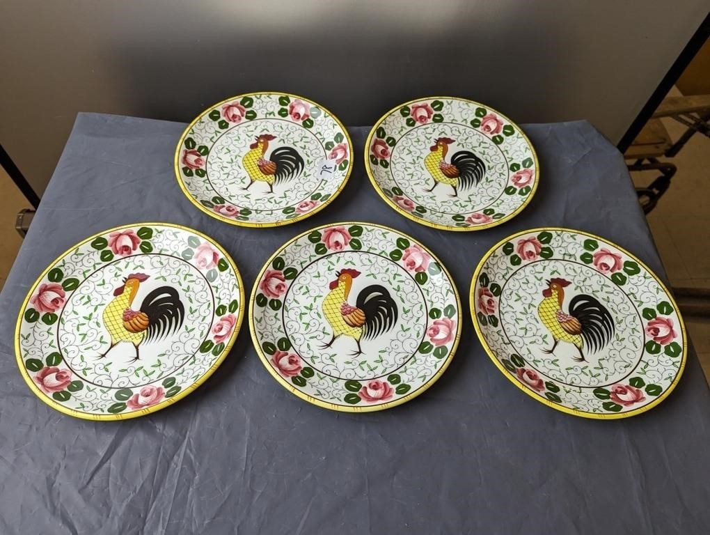 Rooster & Roses Plates- 9.75"