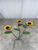 Sunflowers and Ladybug Metal Lawn Art 32 inches