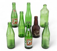 Vintage 7-Up Soda Bottles (8)